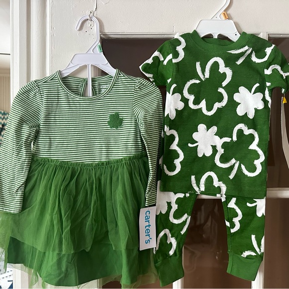 Carter's Other - Carter's Green Striped Dress and Shamrock Set